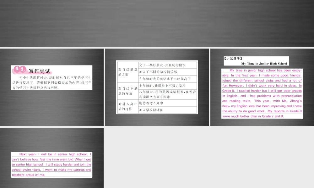 【课堂内外】九年级英语全册 Unit 14 I remember meeting all of you in Grade 7单元主题写作课件.ppt