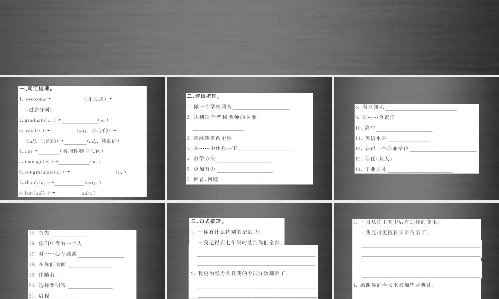 【课堂内外】九年级英语全册 Unit 14 I remember meeting all of you in Grade 7单元基础梳理课件.ppt