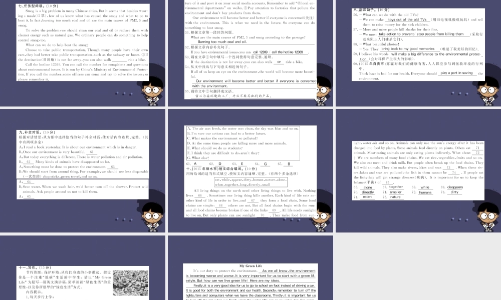 【课堂点睛】九年级英语全册 Unit 13 We’re trying to save the earth综合测试卷课件.ppt