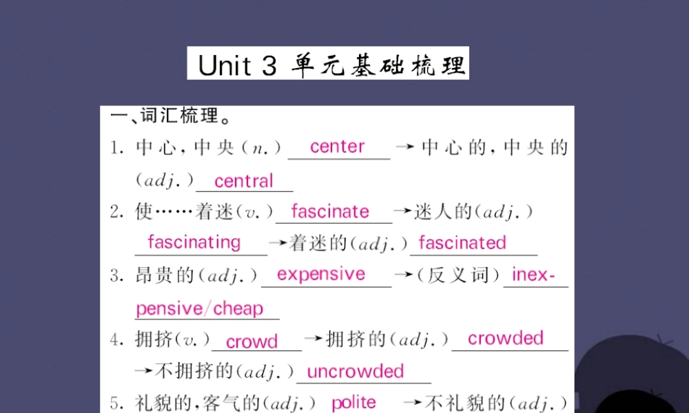 【课堂点睛】九年级英语全册 Unit 3 Could you please tell me where the restrooms are单元基础梳理课件 （新版）人教新目标版.ppt