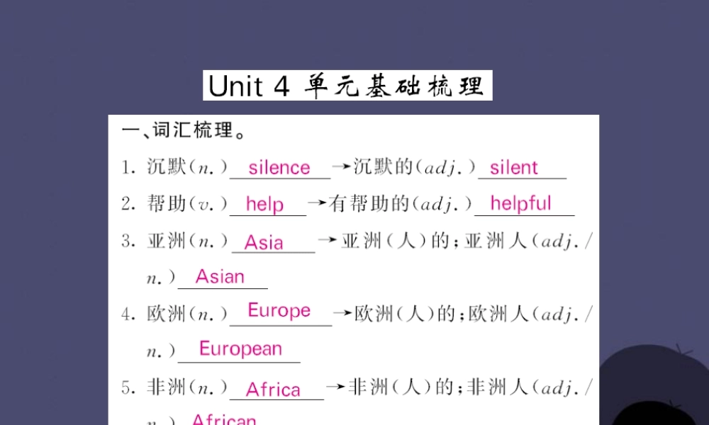 【课堂点睛】九年级英语全册 Unit 4 I used to be afraid of the dark单元基础梳理课件.ppt
