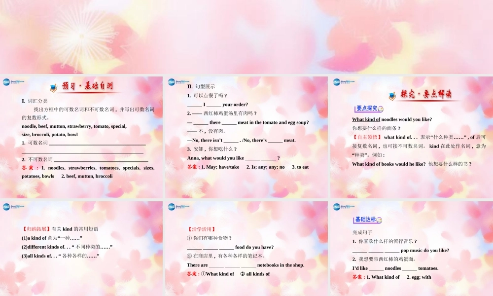 【金榜学案】Unit 10 I’d like some noodles Section A(Grammar Focus-3c)课件.ppt