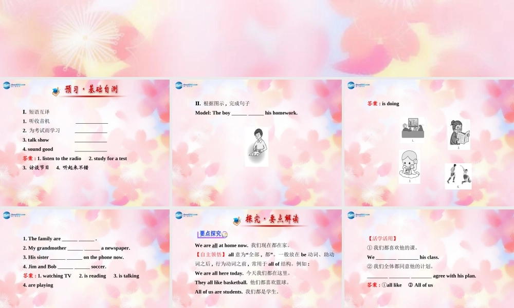 【金榜学案】Unit 6 I’m watching TV Section B(3a-Self Check)课件.ppt