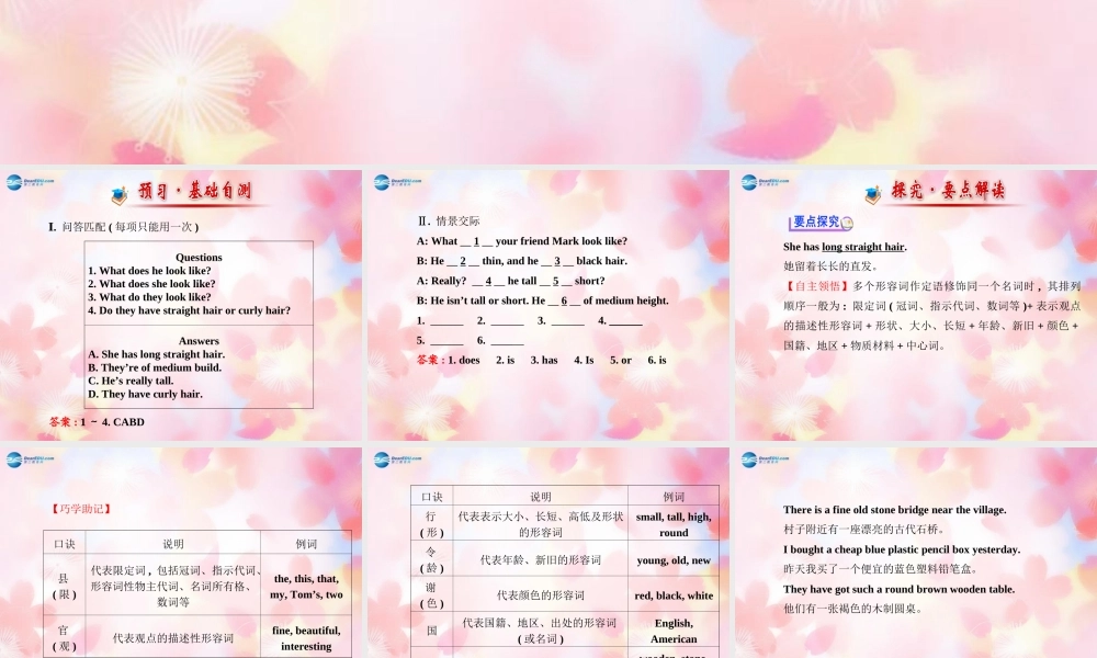 【金榜学案】Unit 9 What does he look like Section A(Grammar Focus-3d)课件.ppt