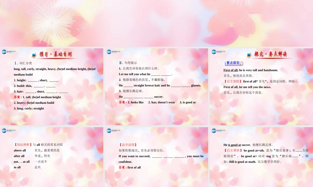 【金榜学案】Unit 9 What does he look like Section B(3a-Self Check)课件.ppt