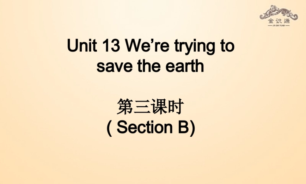 【金识源】九年级英语全册 Unit 13 We’re trying to save the earth（第3课时）课件.ppt