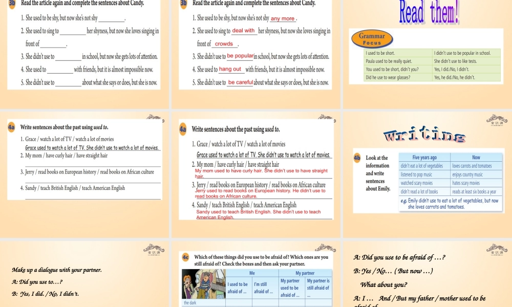 【金识源】九年级英语全册 Unit 4 I used to be afraid of the dark（第2课时）课件.ppt