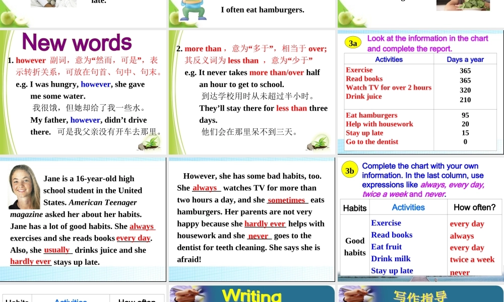 【金识源】八年级英语上册 Unit 2 How often do you exercise？（第4课时）课件.ppt