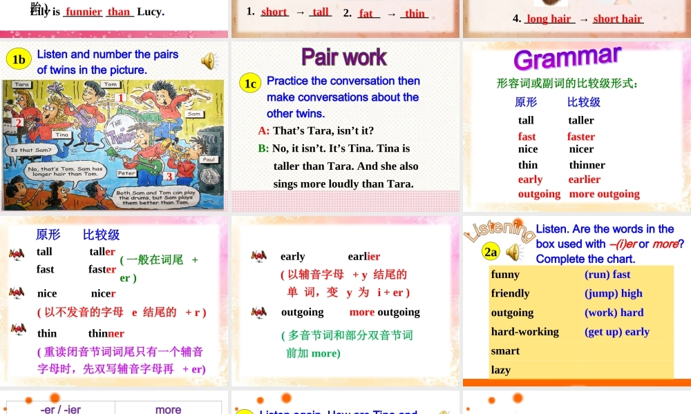 【金识源】八年级英语上册 Unit 3 I’m more outgoing than my sister（第1课时）课件.ppt