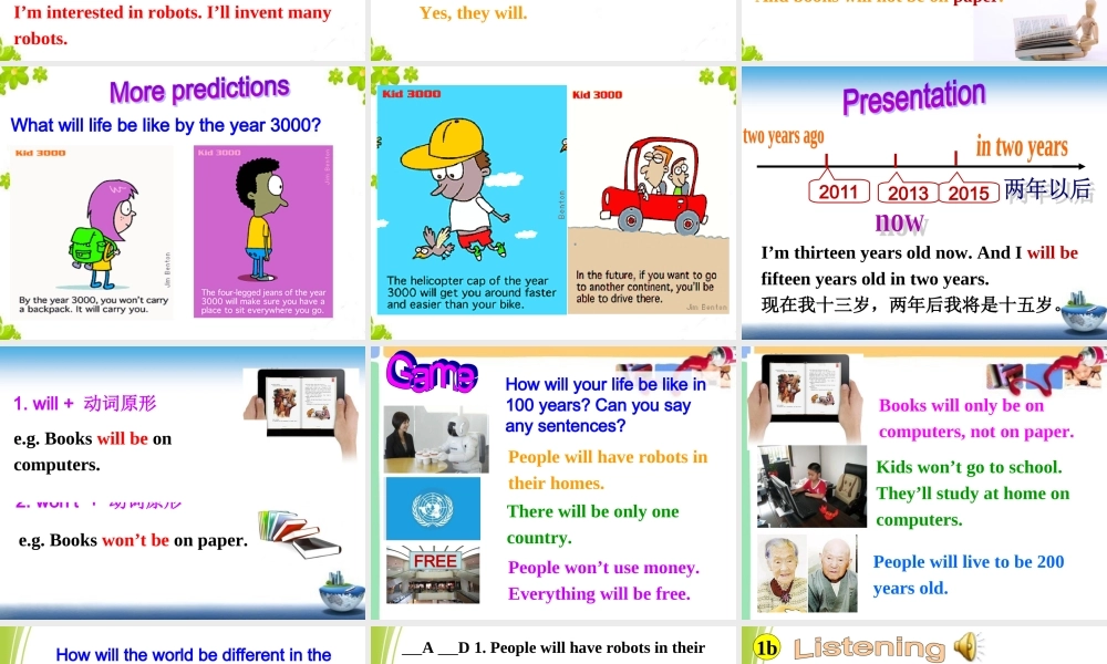 【金识源】八年级英语上册 Unit 7 Will people have robots？（第1课时）课件.ppt