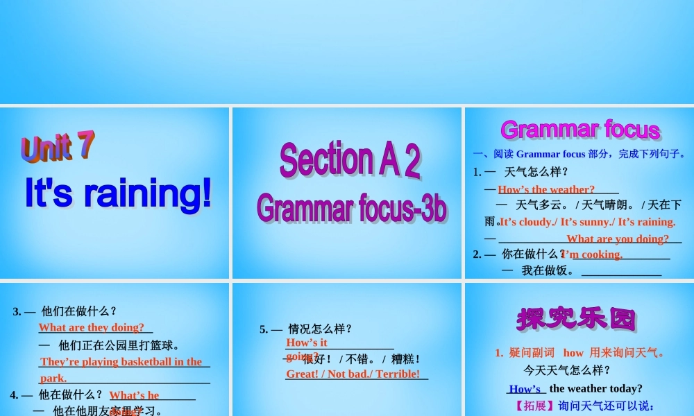 【陕西省】Unit 7 It’s raining课件2.ppt