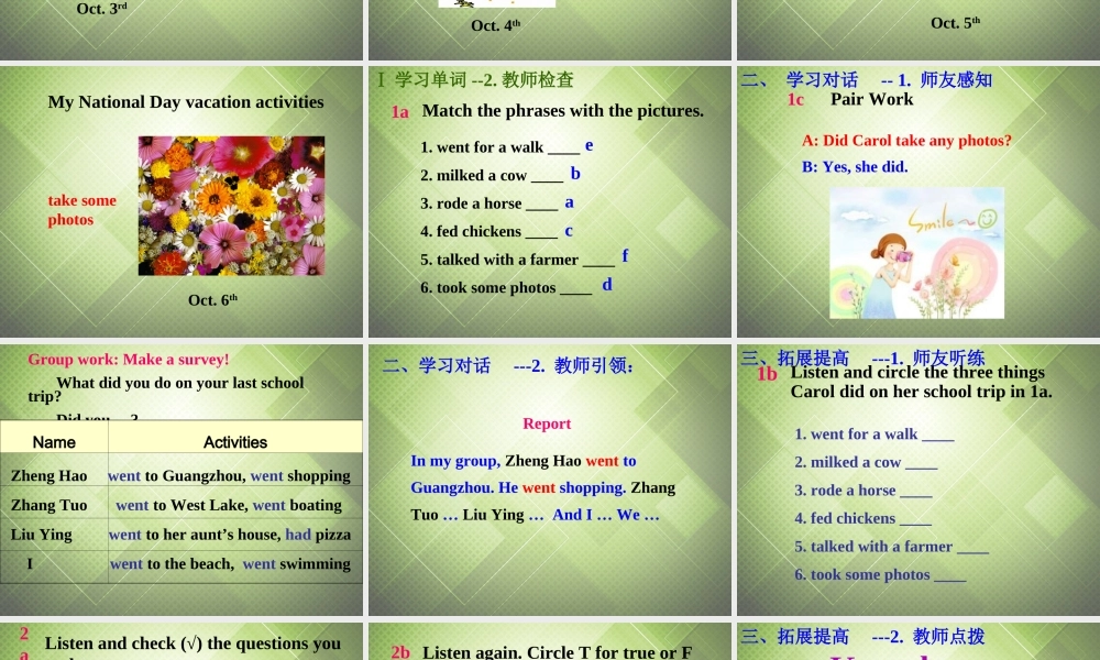【黑龙江】《Unit 11 How was your school trip Period 1》课件.ppt