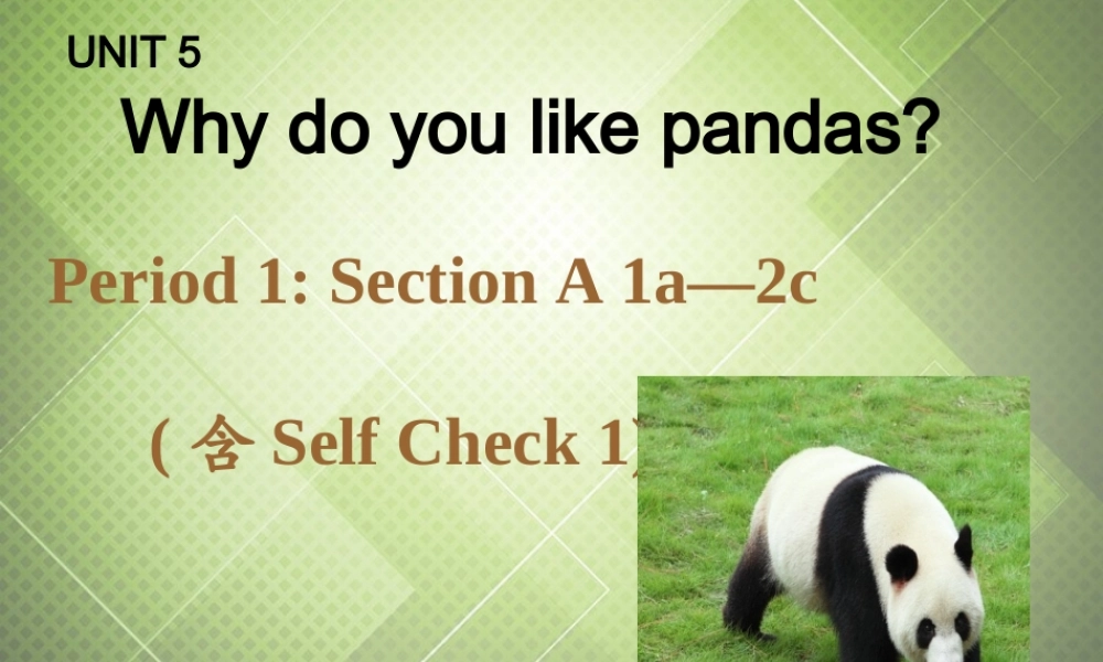 【黑龙江】《Unit 5 Why do you like pandas Period 1》课件.ppt