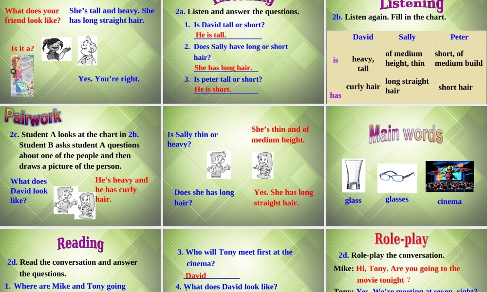 【黑龙江】《Unit 9 What does he look like Period 1》课件.ppt