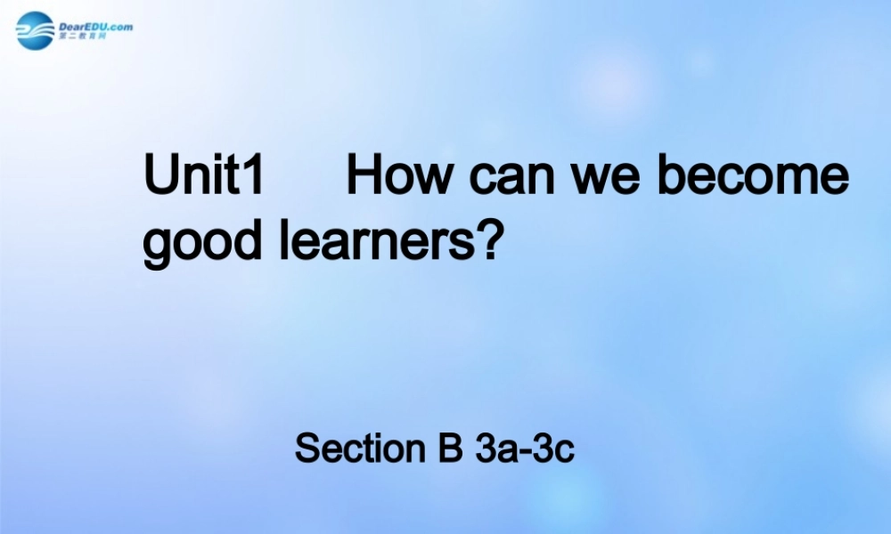 九年级英语全册 Unit 1 How can we become good leaners Sectoin B 3a-3c课件 （新版）人教新目标版.ppt