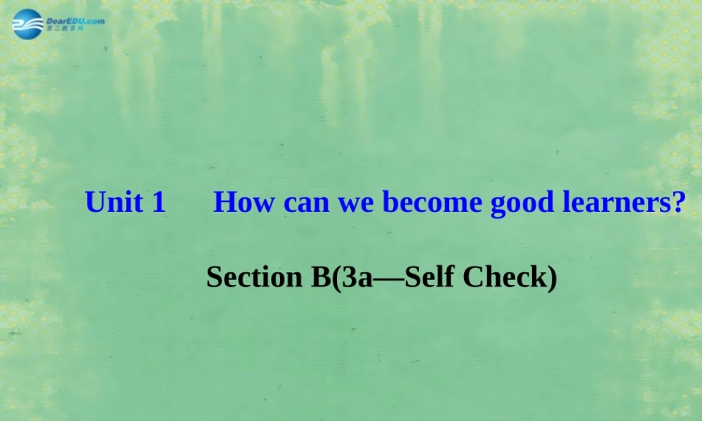 九年级英语全册 Unit 1 How can we become good learners？Section B（3a-Self Check）课件 （新版）人教新目标版.ppt
