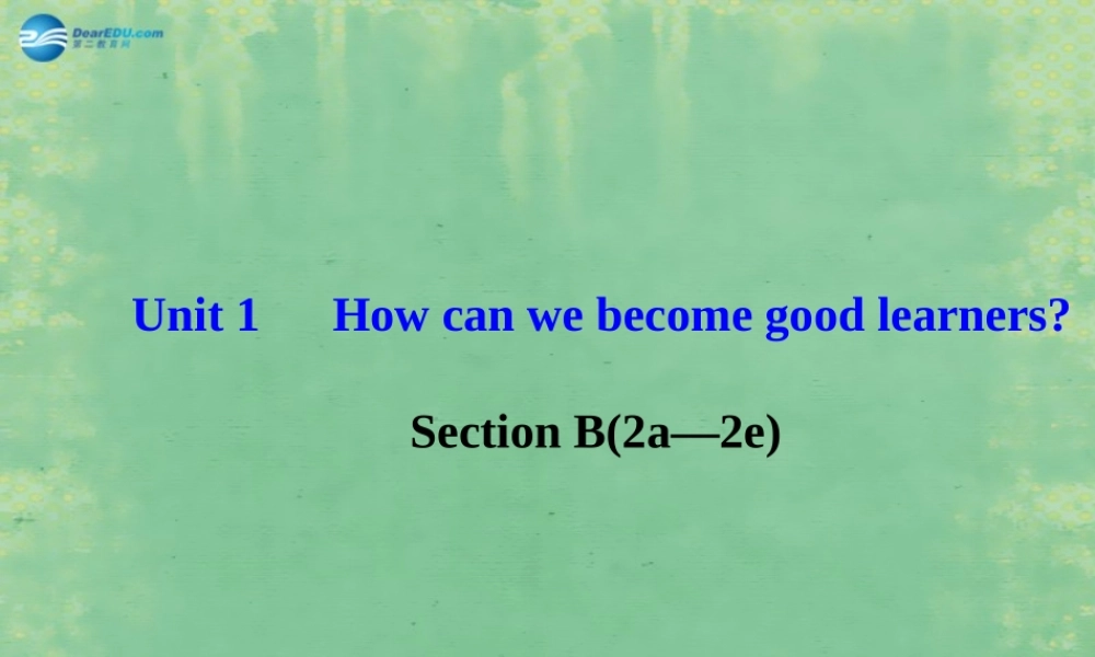 九年级英语全册 Unit 1 How can we become good learners？Section B（2a-2e）课件 （新版）人教新目标版.ppt