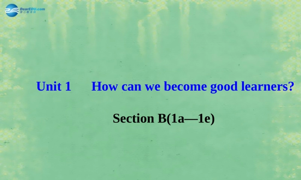九年级英语全册 Unit 1 How can we become good learners？Section B（1a-1e）课件 （新版）人教新目标版.ppt
