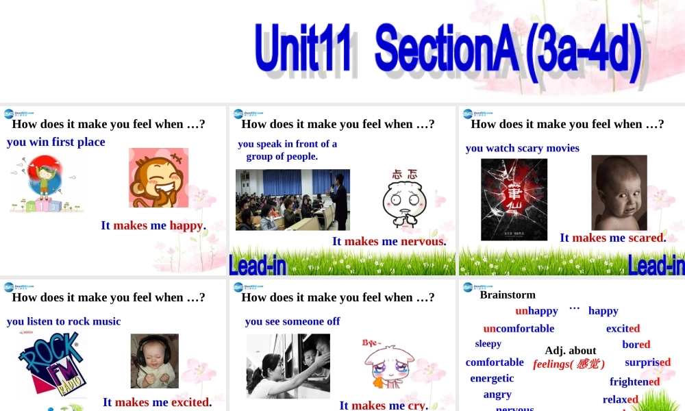 九年级英语全册 Unit 11 Sad movies make me cry SectionA（3a-4d）课件.ppt