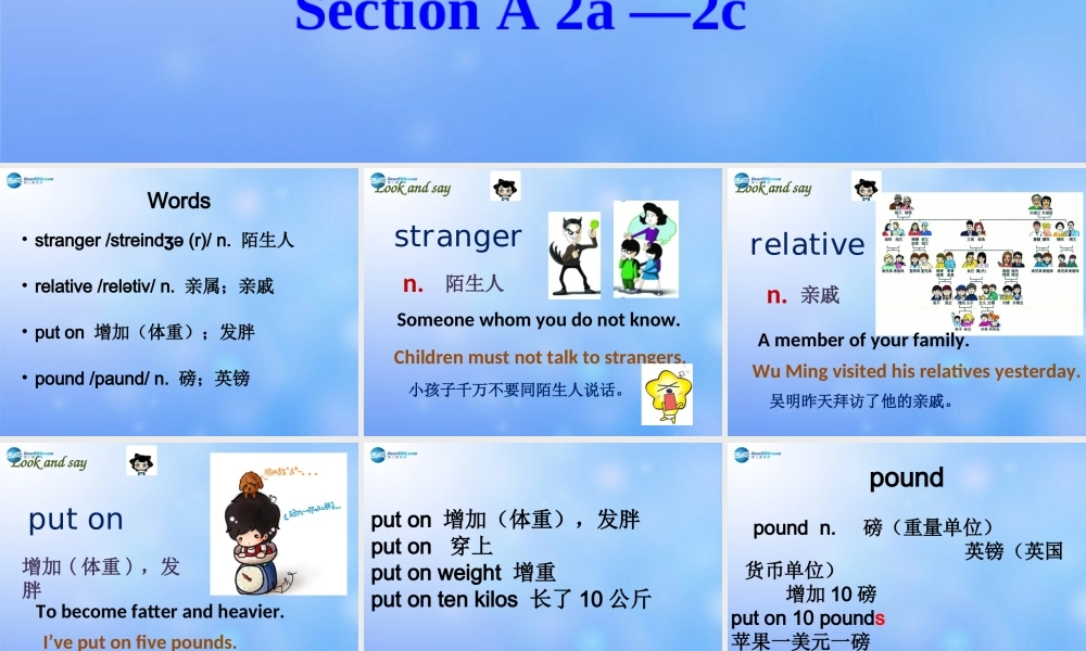 九年级英语全册 Unit 2 I think that mooncakes are delicious！Section A 2a-2c课件 （新版）人教新目标版.ppt