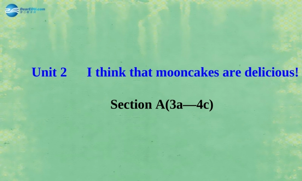 九年级英语全册 Unit 2 I think that mooncakes are delicious！Section A（3a—4c）课件 （新版）人教新目标版.ppt