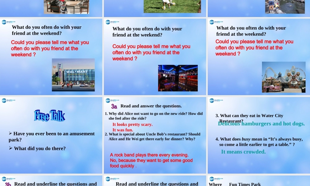 九年级英语全册 Unit 3 Could you please tell me where the restrooms are？Section A 3a-3c课件 （新版）人教新目标版.ppt