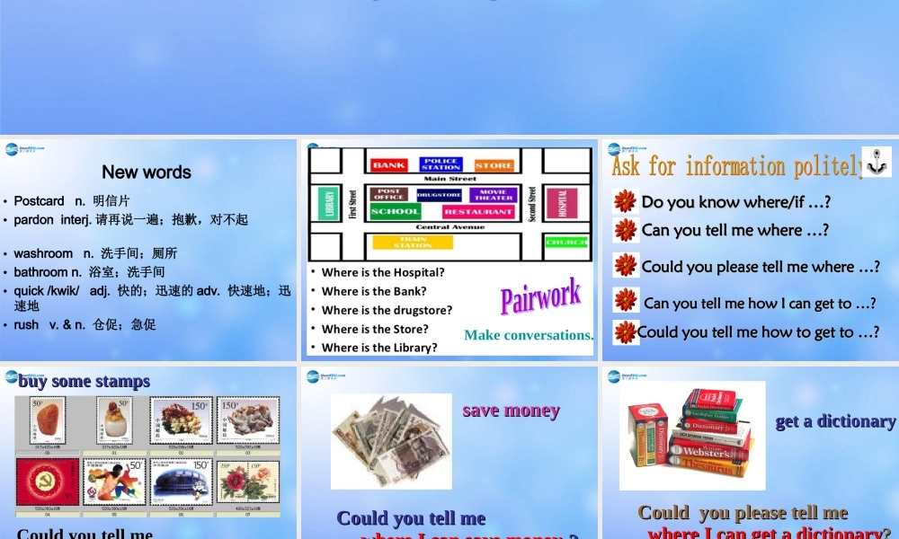 九年级英语全册 Unit 3 Could you please tell me where the restrooms are？Section A 2a-2c课件 （新版）人教新目标版.ppt
