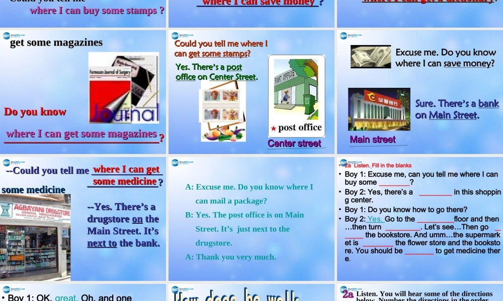 九年级英语全册 Unit 3 Could you please tell me where the restrooms are？Section A 2a-2c课件 （新版）人教新目标版.ppt