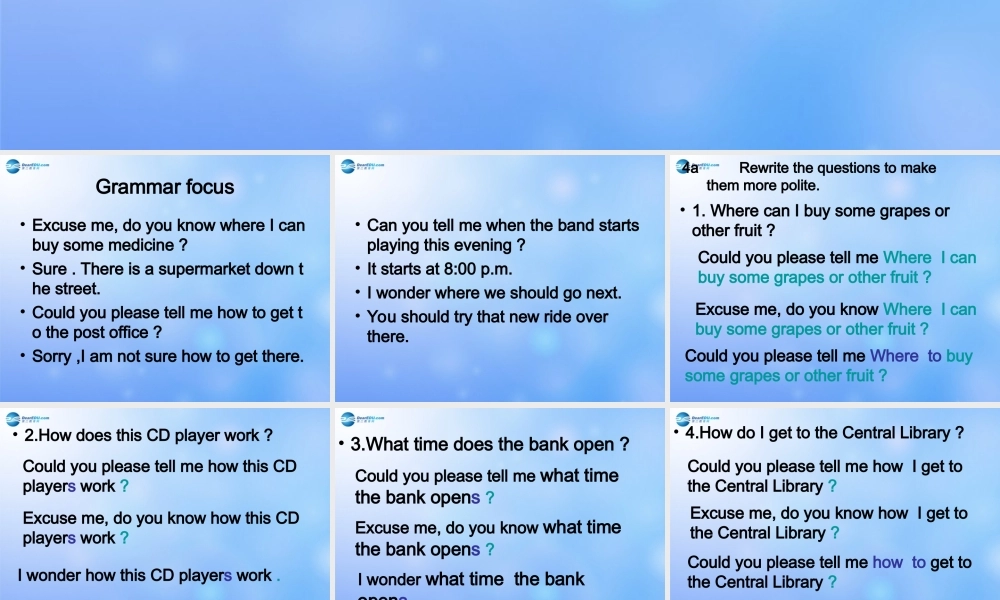 九年级英语全册 Unit 3 Could you please tell me where the restrooms are？Section A 4a-4c课件 （新版）人教新目标版.ppt