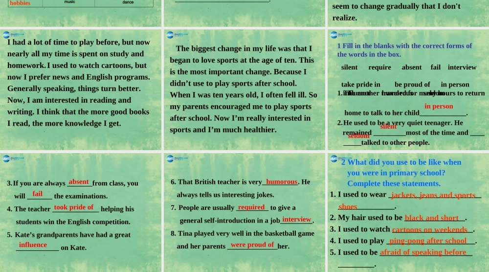 九年级英语全册 Unit 4 I used to be afraid of the dark Period 7课件.ppt