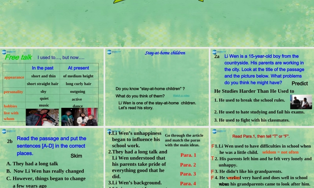 九年级英语全册 Unit 4 I used to be afraid of the dark Section B（2a-2f）课件.ppt