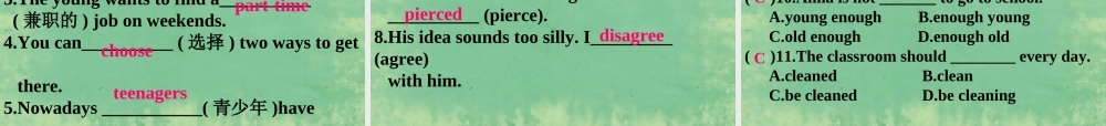 九年级英语全册 Unit 7 Teenagers should be allowed to choose their own chothes Section A（1a-1c）课件.ppt