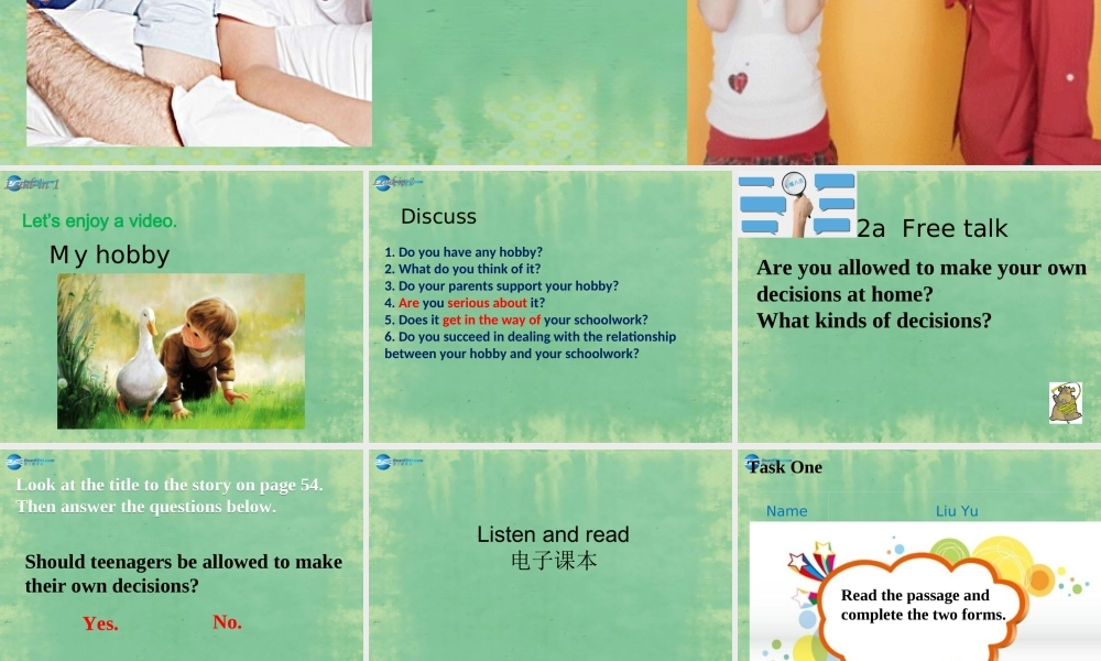 九年级英语全册 Unit 7 Teenagers should be allowed to choose their own chothes Section B（2a-2e）课件.ppt