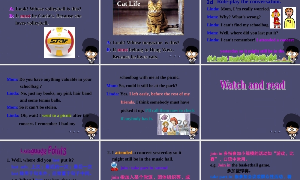 九年级英语全册 Unit 8 It must belong to Carla Section A 2课件.ppt