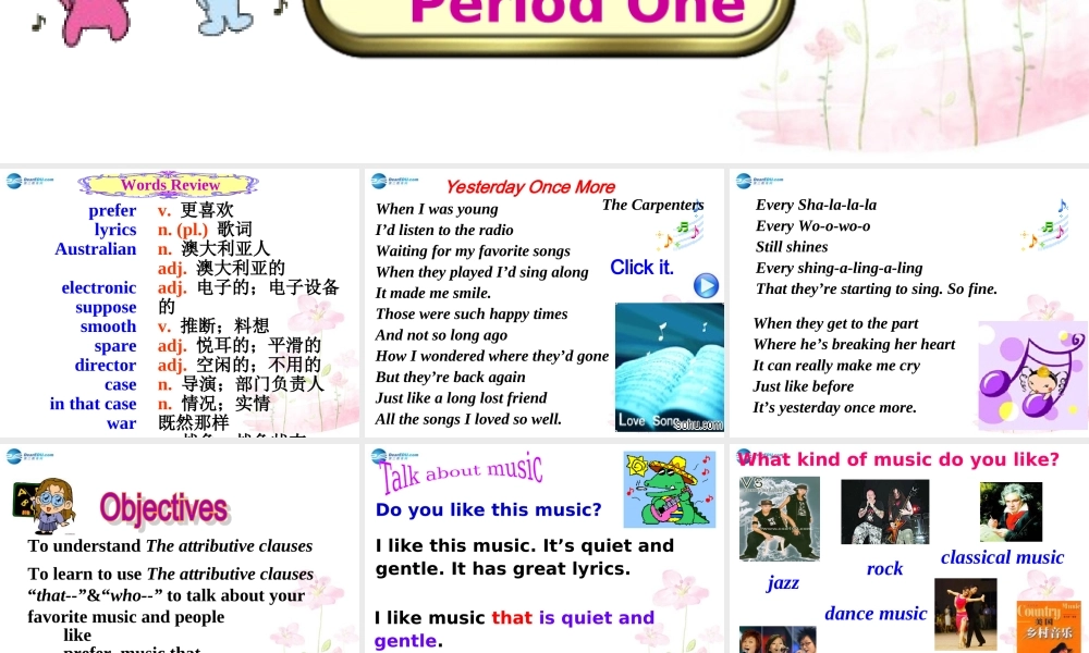 九年级英语全册 Unit 9 I like music that I can dance to Section A1课件.ppt