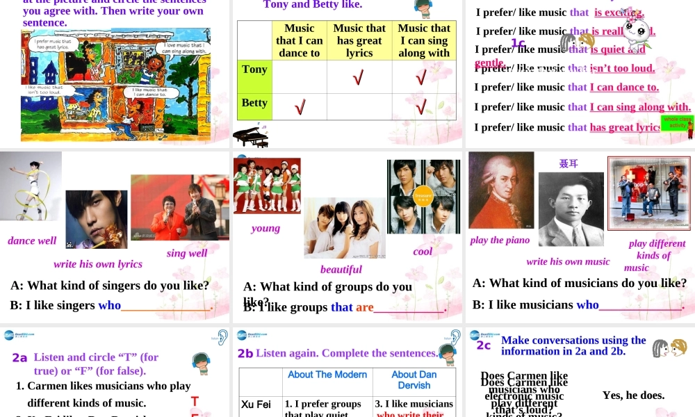 九年级英语全册 Unit 9 I like music that I can dance to Section A1课件.ppt