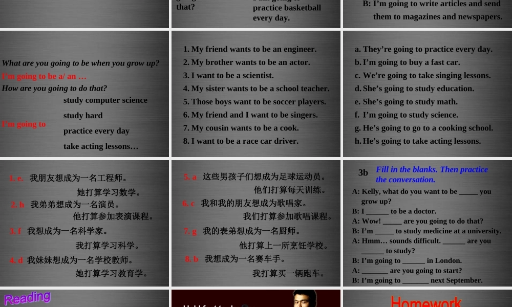 云南省石林县鹿阜中学八年级英语上册 Unit 6 I’m going to study computer science课件.ppt