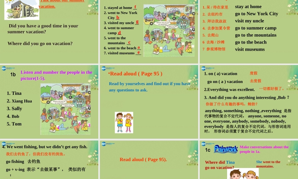 八年级英语上册 Unit 1 Where did you go on vacation Section A 1a-1c课件.ppt