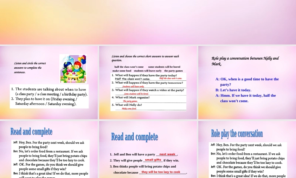 八年级英语上册 Unit 10 If you go to the partyyou'll have a great time Section A（2a-2d）课件.ppt