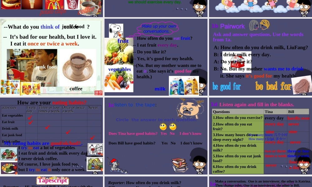 八年级英语上册 Unit 2 How often do you exercise Period 4课件.ppt