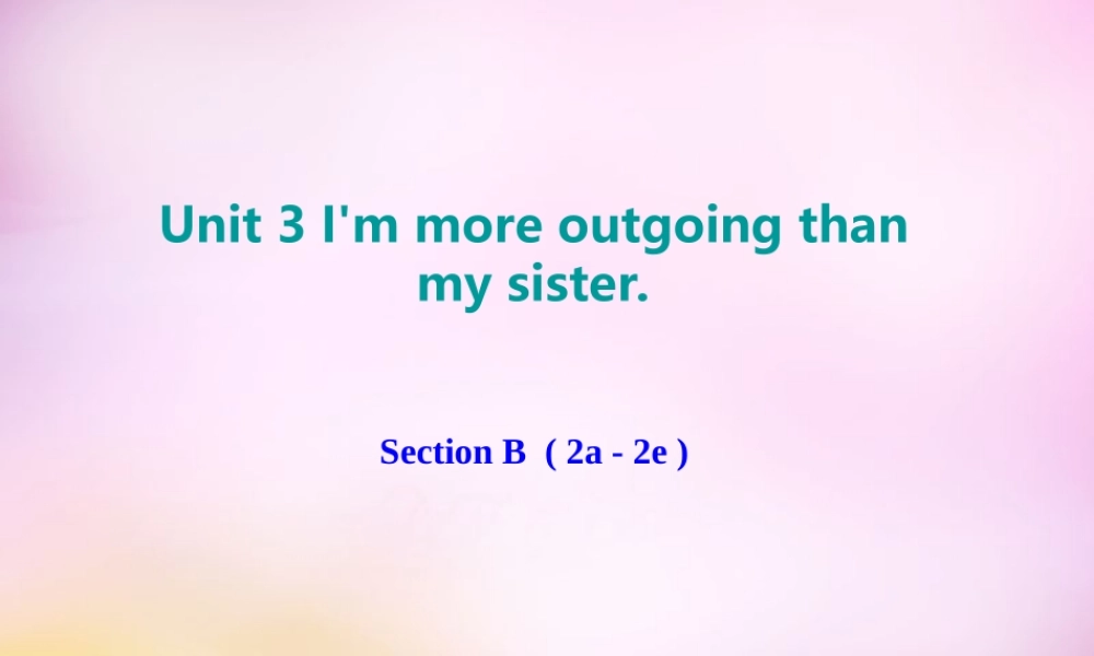 八年级英语上册 Unit 3 I'm more outgoing than my sister Section B（2a-2e）课件.ppt