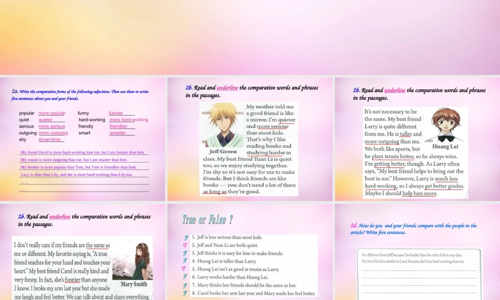 八年级英语上册 Unit 3 I'm more outgoing than my sister Section B（2a-2e）课件.ppt