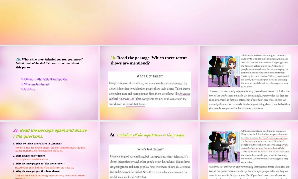 八年级英语上册 Unit 4 What’s the best movie theater Section B（2a-2e）课件.ppt