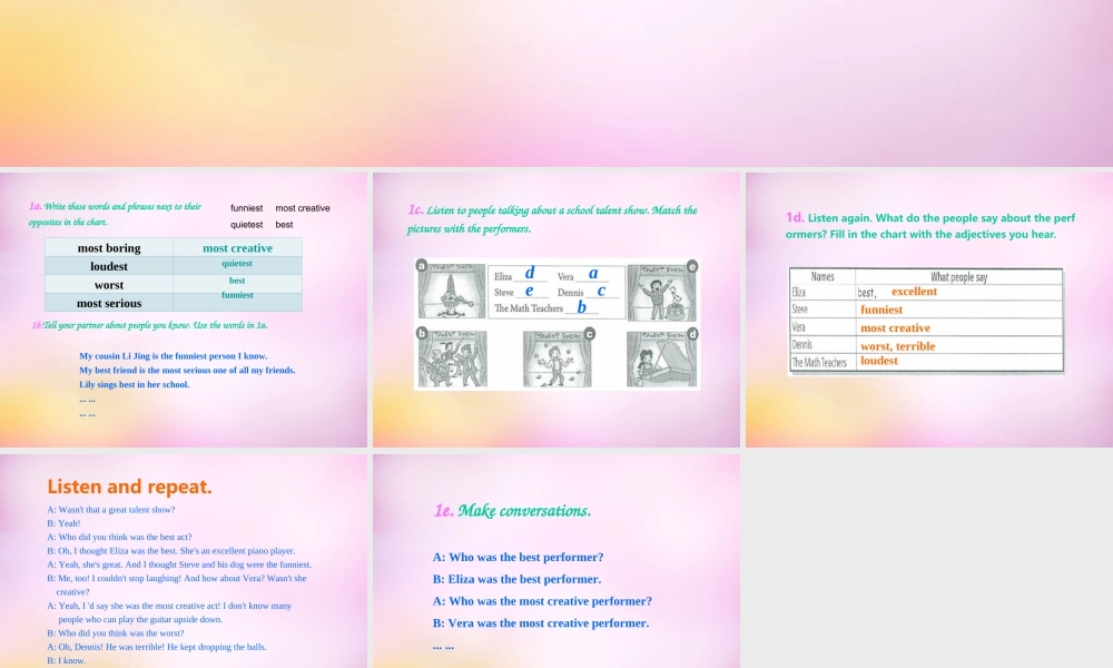 八年级英语上册 Unit 4 What’s the best movie theater Section B（1a-1e）课件.ppt