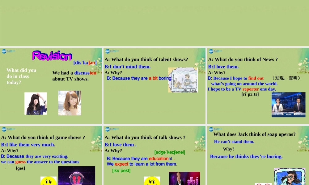 八年级英语上册 Unit 5 Do you want to watch a game show Section A（2d-grammer focus-3c)课件.ppt