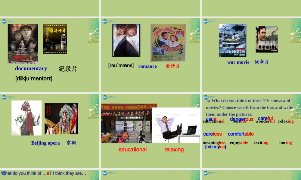 八年级英语上册 Unit 5 Do you want to watch a game show Section B（1a-1d）课件.ppt