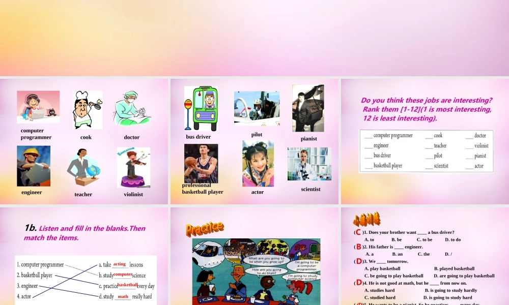 八年级英语上册 Unit 6 I'm going to study computer science Section A（1a-1c）课件.ppt