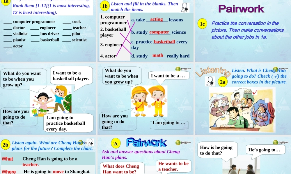 八年级英语上册 Unit 6 I’m going to study computer science Section A 1课件.ppt