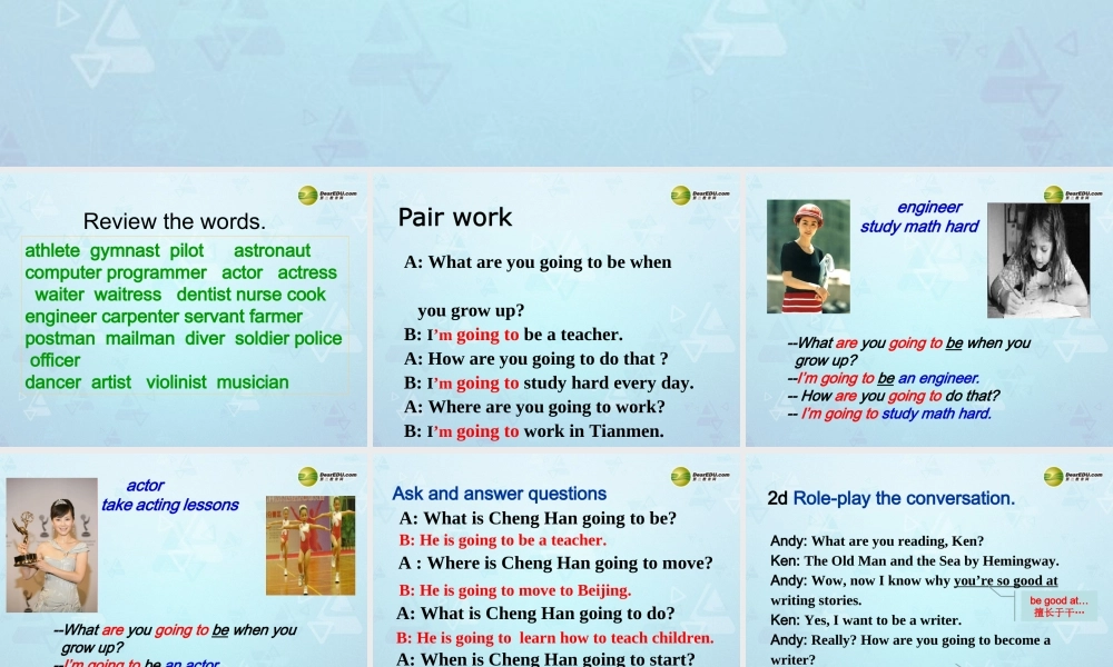 八年级英语上册 Unit 6 I’m going to study computer science Section A-2d课件.ppt