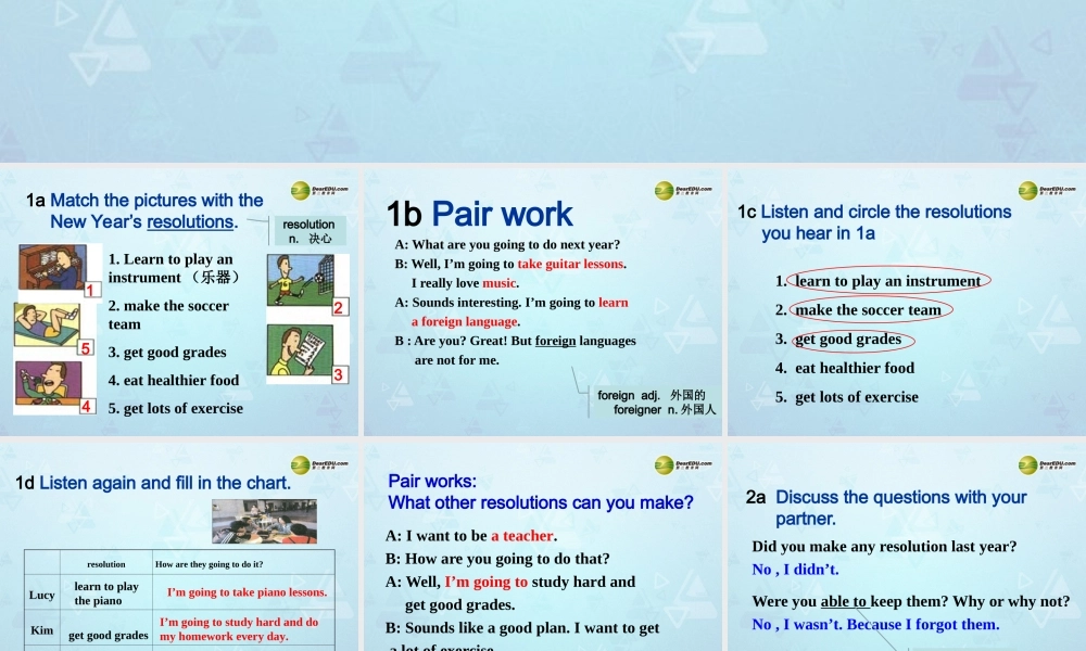 八年级英语上册 Unit 6 I’m going to study computer science Section B课件.ppt